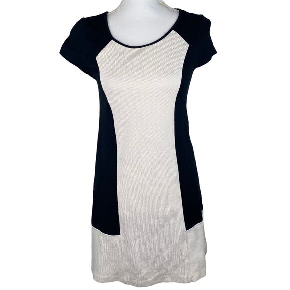 Anthropologie Maeve Corby Colorblock Shift Dress Black Cream Size S - Picture 10 of 16
